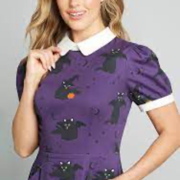 ModCloth x Collectif Black Cat Halloween Dress - Picture 3 of 9